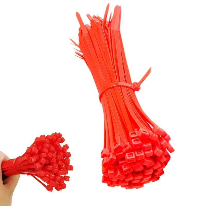 JHXTZ Red Zip Ties 100pcs - 8" Self-Locking Cable Ties, 30lb