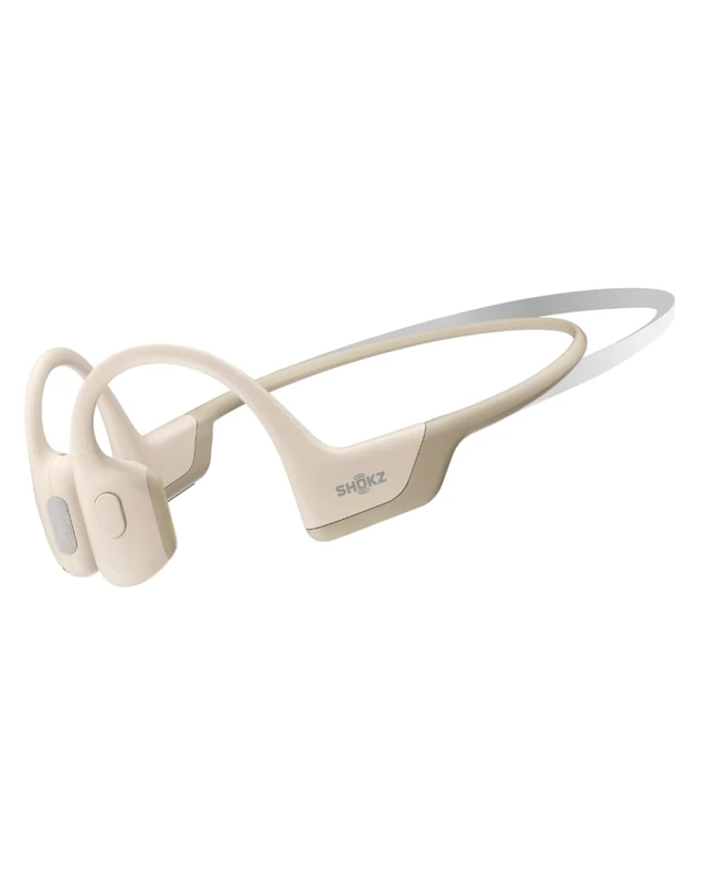 SHOKZ OpenRun Bone Conduction Headphones - Sweat Resistant, Bass, Mic - Beige
