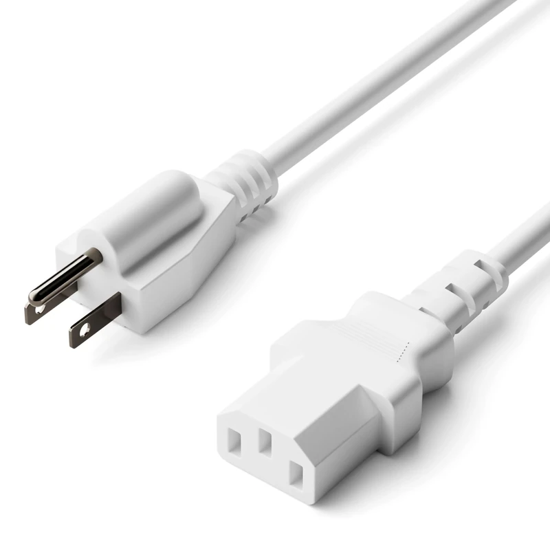 THE CIMPLE CO 1 FT - 3 Prong AC Power Cable for Computer, Medical, Server, & Desktop - C13 Power Supply Cord - NEMA 5-15P to C13 / IEC 320-1 Foot (0.3 Meter), White
