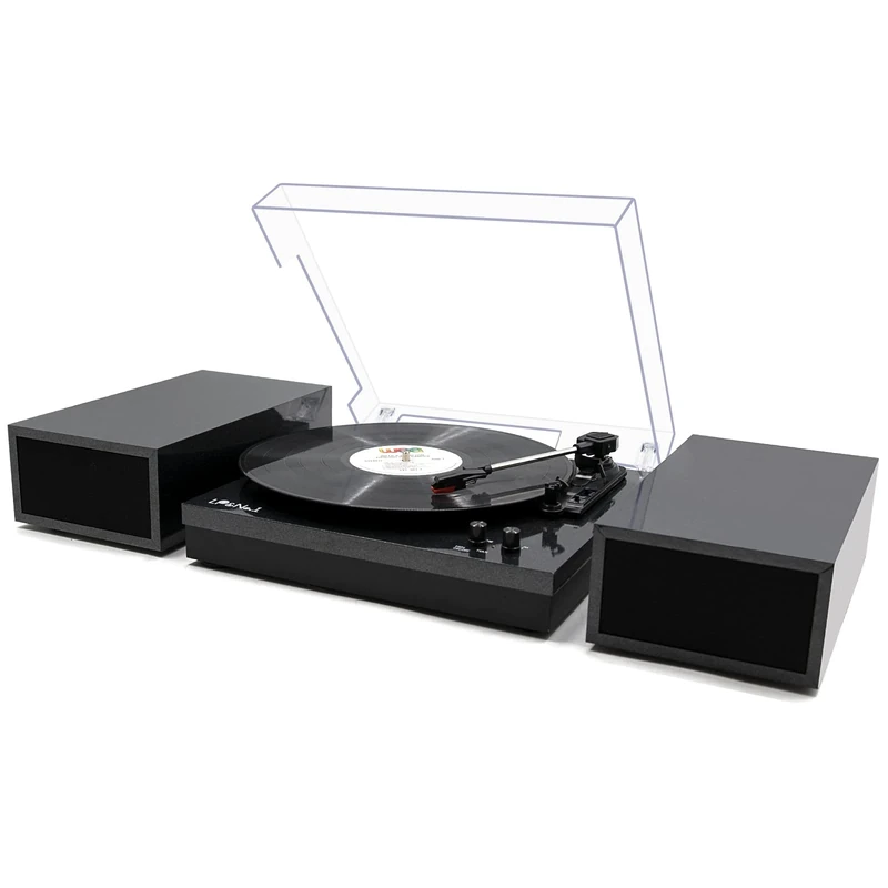 Vinyl Record Player,Record Player for Vinyl with External Speakers, Black Pearl