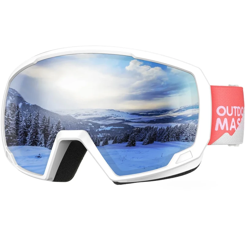 OutdoorMaster Kids Ski Goggles, Snowboard Goggles - Youth Snow Goggles - VLT10% White Frame Grey Lens