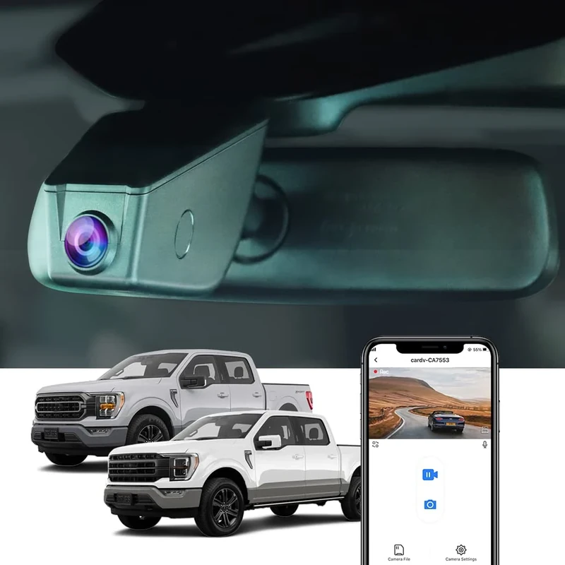 Fitcamx 4K Dash Cam Suitable for Ford F150 & F250 2021-2025 Limited XLT XL Raptor Lariat Platinum King Ranch Tremor, OEM Look, UHD 2160P Video, WiFi&APP, Loop Recording, G-Sensor, Plug&Play, 64GB Card