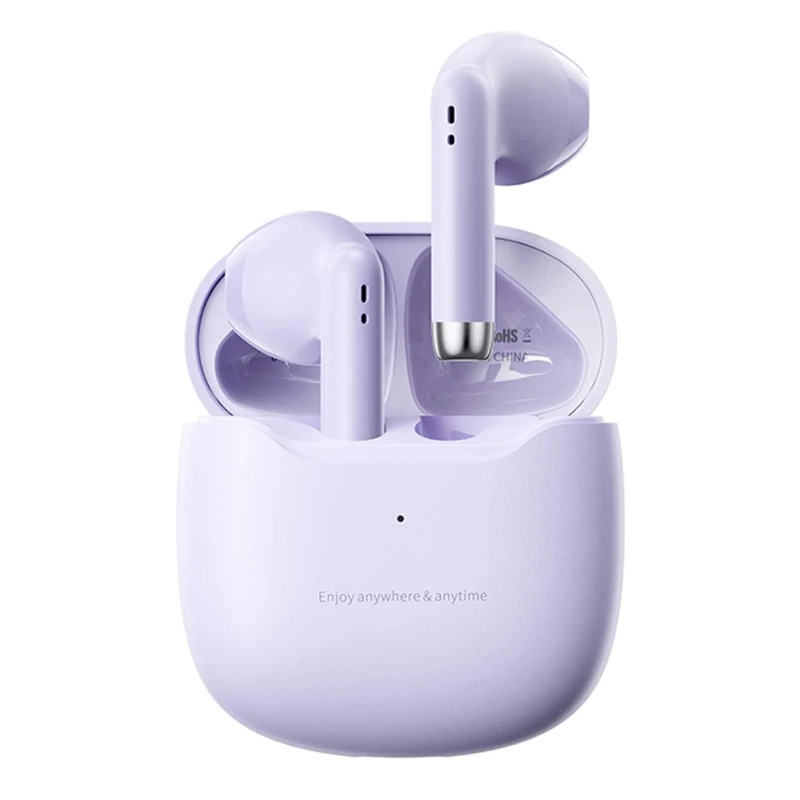 True Wireless Earbuds Purple Bluetooth 5.3 with Microphone for Working Out Noise Canceling Blue Tooth Ear Buds Deep Bass TWS Wireless Earphones with Charging Case in Ear Headphone for iPhone Android