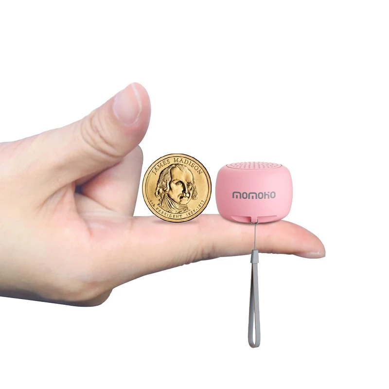 MOMOHO Small Bluetooth Speaker,Mini Tiny Wireless with Remote Shutter, TWS Pairing, Built-in Mic, Portable Bluetooth Speaker for Outdoor and Indoor (Barbie Pink)