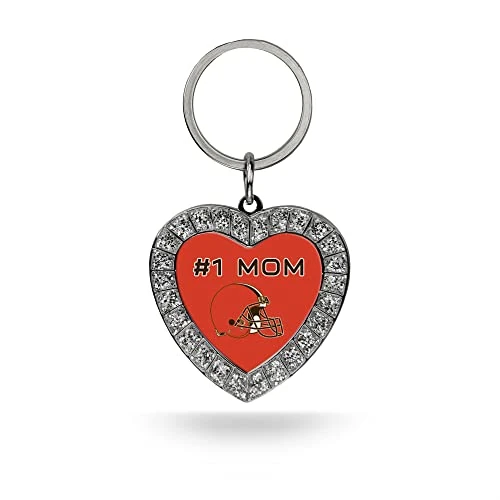 Rico Industries NFL Cleveland Browns Bling #1 MOM Heart Key Chain Rhinestone Heart Keychain