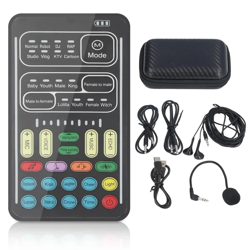 I9 Voice Changer Set, Mini Live Broadcast Voice r, Portable Sound Board Voice Changer, 8 Different Sounds/Sound Effects, for iOS, for Android (English Version) - Image 1
