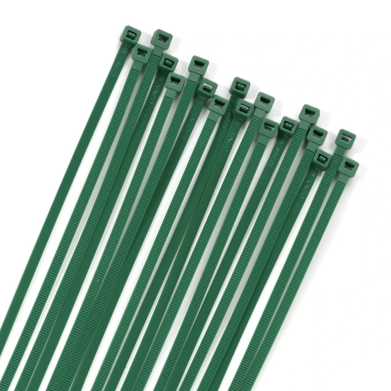 XINGO 100pcs Heavy Duty Cable Zip Ties - 10in Dark Green, 50lb Tensile