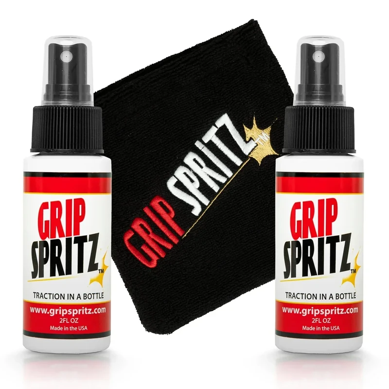 Grip Spritz - #1 Basketball Court Shoe Grip Spray - Shoe Traction Enhancer - Elongates Shoe Life and Increase Performance - Year Round Bundle - Two Bottles of Sneaker Grip Spray Towel Clear