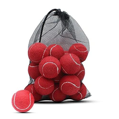 ZHUOKECE Tennis Balls, 18 Pack Training Tennis Balls Practice Balls with Mesh Bag for Easy Transport, Pet Dog Playing Balls, fit for Beginner Training Ball (Red)