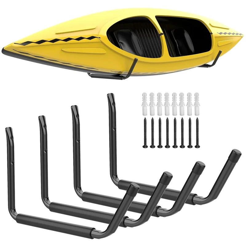 WALMANN Lightweight Kayak Storage Rack, Wall Mount Kayak Hooks for Garage Utility Storage Hangers for Canoe, Surfboard, Skiis, Snowboard, Paddle Board, Ladders