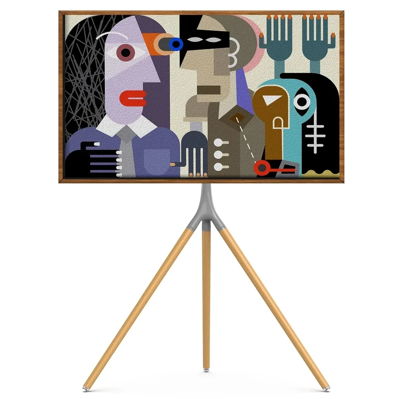 UPGRAVITY Easel TV Stand with Tripod Base for 45-65 inch LED LCD OLED Flat Screens, 180°Swivel TV Floor Stand for Apartment, Bedroom, Studio - Height Adjustable Portable TV Stand w/Cable Ties, Gray