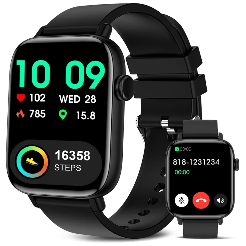 Smart Watch for Men - 1.90" HD Touch Screen Smartwatch, Bluetooth Call, Fitness Tracker with 120+ Sport Modes, Heart Rate & Sleep Monitor, IP68 Waterproof Smart Watches for Android & iPhone, Black