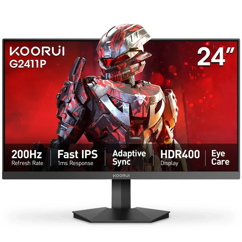 KOORUI 24" Gaming Monitor G2411P - 200Hz 1ms IPS, HDR400, 90% DCI-P3