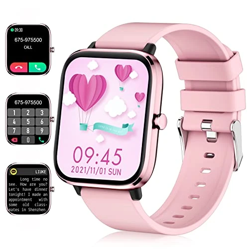 FTTMWTAG Smart Watch for Android iPhone-Call Receive/Dial/Read Message/AI Control-1.83" HD Screen-IP67 Waterproof Fitness Smartwatch-Blood Pressure/Heart Rate/SpO2/Sleep Monitor (Rose Pink)