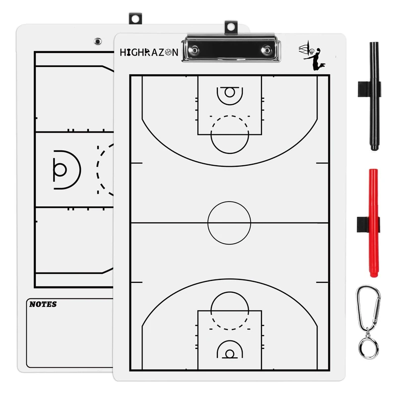 HIGHRAZON Basketball Coaches Clipboard,White Double-Sided Dry Erase Coach Clipboard, Basketball Whiteboard for Coaches, White Board with Marker for Coaches Gift