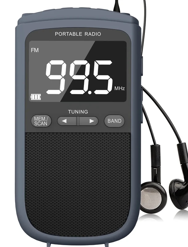 Jazmm AM FM Walkman Radio - 900mAh Pocket Radio with LCD & Alarm