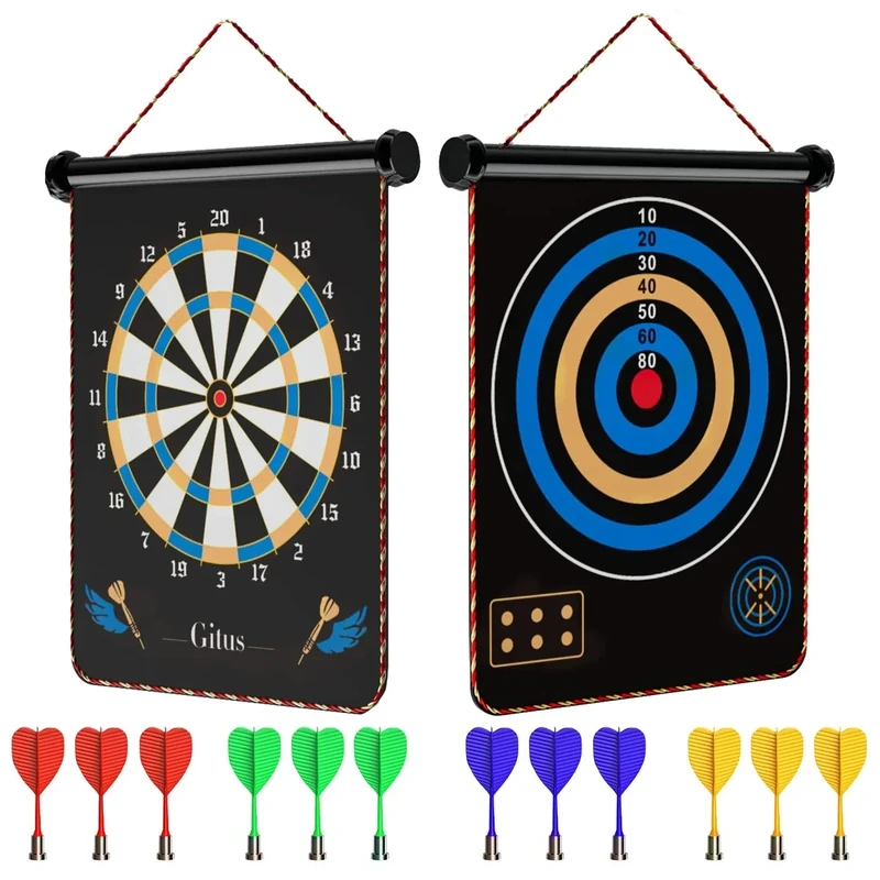 Gitus Magnetic Dart Board Indoor Outdoor Games for Kids with 12 Darts, Gifts for Teenage Boys Teen Boy Gift Ideas Gifts for Boys 8 9 10 11 12 13 14 Years Old Game Room Decor