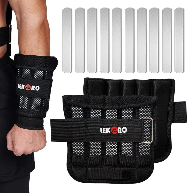 Wrist Ankle Weights with Removable Steel Bars, 1 Pair Adjustable Arm Leg Weights for Men and Women, No Leakage Design, Weighted Wrist Bands for Walking Jogging Yoga Pilates