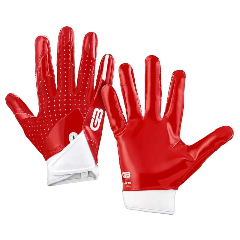 Grip Boost Stealth Solid Color Football Gloves Pro Elite - Adult (Red/White, Medium)