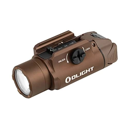 OLIGHT PL-3 Valkyrie Tactical Flashlight, LED Compact Rail-Mounted Light with Rail Locating Keys for 1913 Picatinny, GL Style, Desert Tan