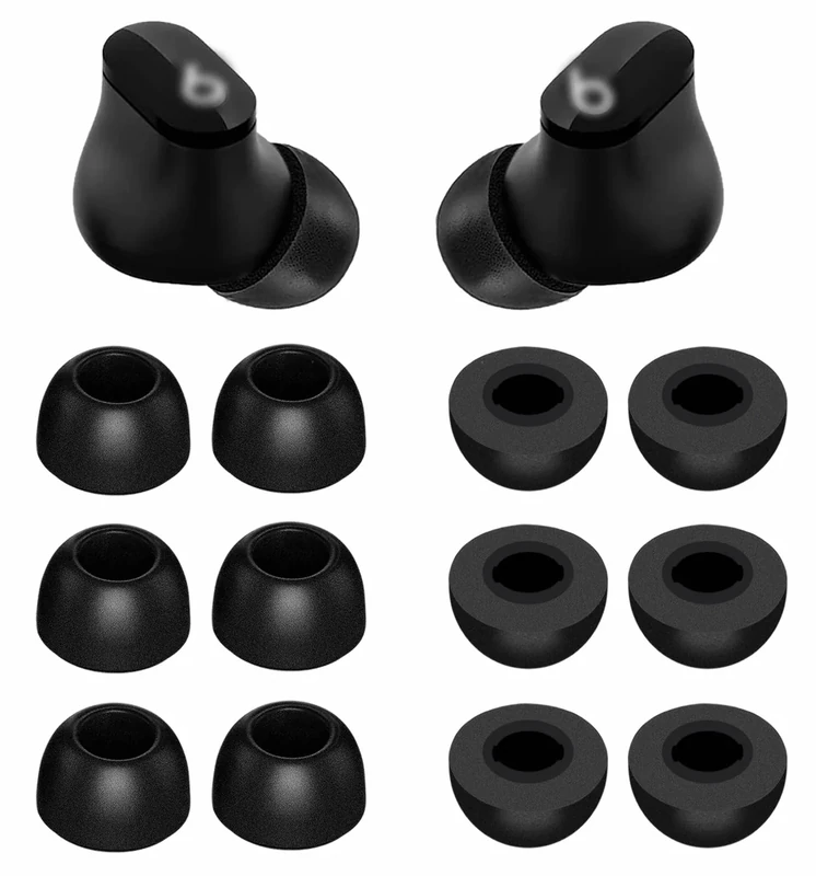 Medium Size Replacement Memory Foam Compatible with Beats Fit Pro/Studio Buds + Ear Tips, Cancel Noise Fit in Case Comfortable No Silicone Pain for Beat Fit Pro/Studio Buds - Foam Black