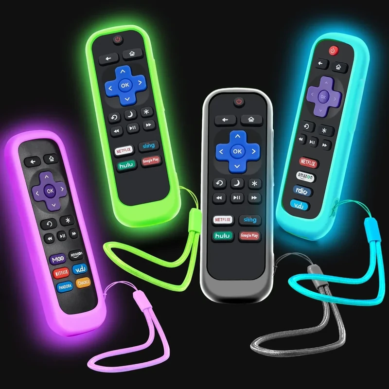 Silicloak 4-Pack Glow-in-Dark Silicone Cover for Roku Remote