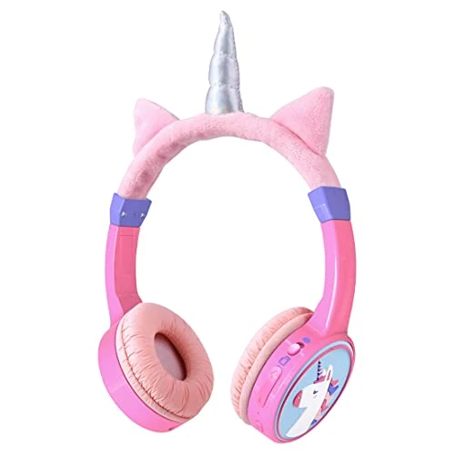 JBUNION Kids Bluetooth Headphones, Stereo Sound, SD Card Slot and Build-in Mic Children Bluetooth 5.3 Wireless Headphone, Aux 3.5mm Cord, 85dB Volume Limted Headset for Girls iPad Tablet Class School