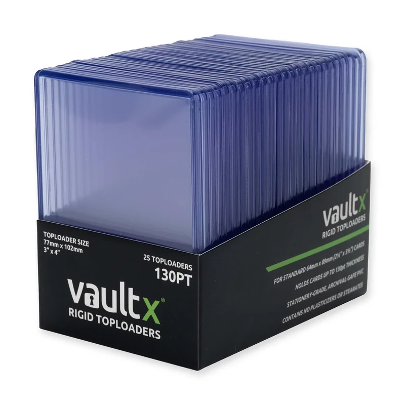 Vault X Toploaders 130pt, Trading Cards, Premium Extra Thick, 3" x 4" Seamless Rigid Card Holders, Hard Sleeves, Clear Protection for Collectible Card Games, Sports, TCG (25 Pack)