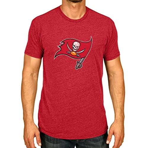 Team Fan Apparel NFL Modern Throwback T-Shirt - Cotton & Polyester Short Sleeve Adult Sports Tee (Tampa Bay Buccaneers - Red, Small)