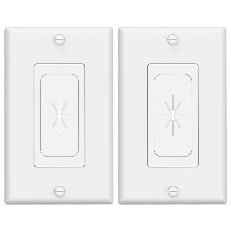 VCELINK Wall Plate Cable Pass Through, Single Gang Decorator Wall Plate Cover, Flexible Rubber Wall Grommets Insert for Low Voltage Cables, Wall Mount TV, Home Theater System, White (White-2 Pack)