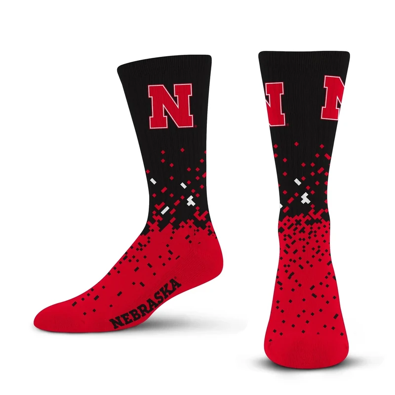 For Bare Feet NCAA NEBRASKA CORNHUSKERS Spray Zone Crew Sock Team Color Large