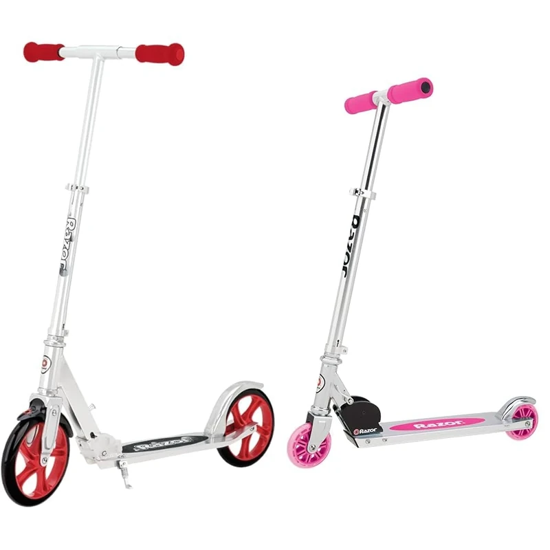 Razor A5 Lux Scooter - Red & A Kick Scooter for Kids - Lightweight, Foldable, Aluminum Frame, and Adjustable Handlebars