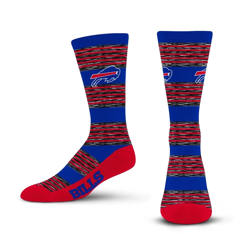 For Bare Feet NFL BUFFALO BILLS RMC Multi Stripe Crew Sock Team Color Large