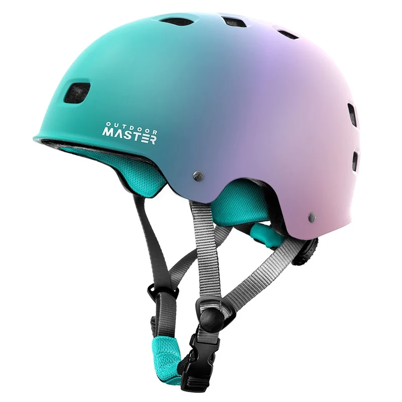 OutdoorMaster Skateboard Cycling Helmet - Two Removable Liners Ventilation Multi-Sport Scooter Roller Skate Inline Skating for Kids, Youth & Adults - S - Fuschia Teal