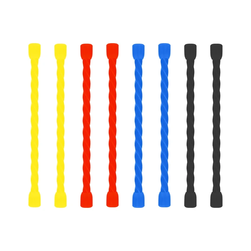 Dreamxiang 8Pcs 3-inch Silicone Cable Ties Reusable Steel-Core Silicone Twist Colorful Cable Tie Straps for Bundling and Organizing, Bendable Holder Strap for Indoor and Out All Purpose,4 Colors