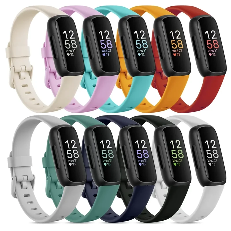 Farluya 10 Pack Compatible with Fitbit Inspire 3 Bands,Soft Sport Bands Silicone Replacement Wristband for Fitbit Inspire 3 Tracker Smart Watch for Women Men, Small