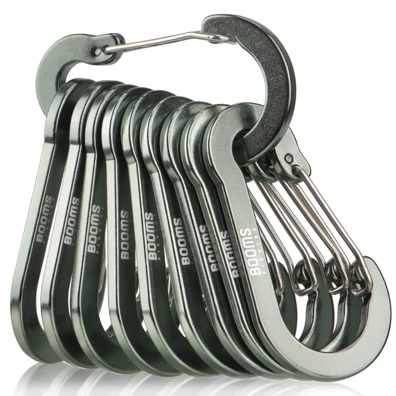 Booms Fishing CC5 Multi-Use Carabiner Clips, 10 Pack 2.7" Small Caribeener Clips, Mini Keychain Caribeaner Clip, Aluminum D Ring Carabiners, Gun Metal