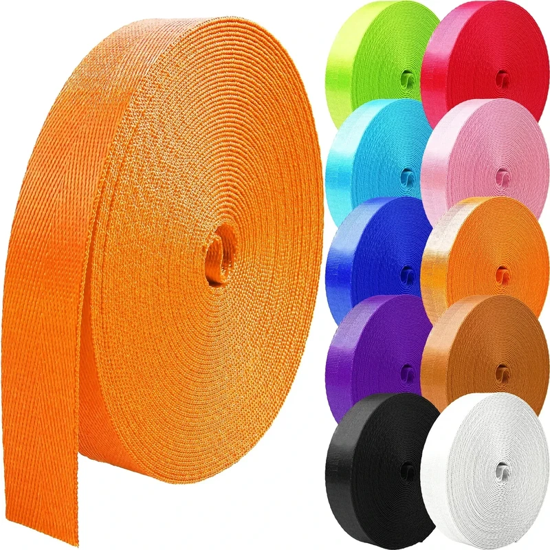 Grosun 10 Yards Nylon Webbing 1 inch 1.5 inch 2 inch Webbing Nylon Strap Backpack Straps Belt, 10 25 50 3.3 Yards Webbing (Orange, 1 inch)