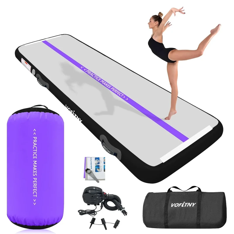 VOFiTNY All Purpose Gymnastics Mat 10ft Sturdy Inflatable Tumble Track with Air Roller for Home/Gym