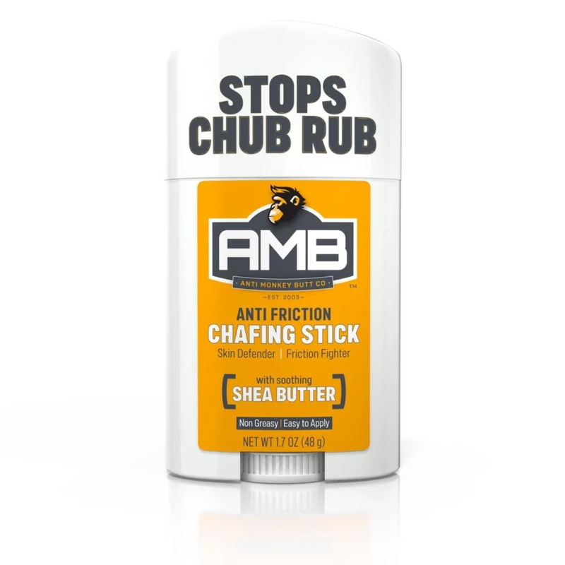 Anti Monkey Butt Anti-Chafing Stick - Mess-Free, Easy Glide Application with Shea Butter & Almond Oil - Prevents & Soothes Thigh, Chest, Bra Line, & Underarm Chafing - 1.7 oz