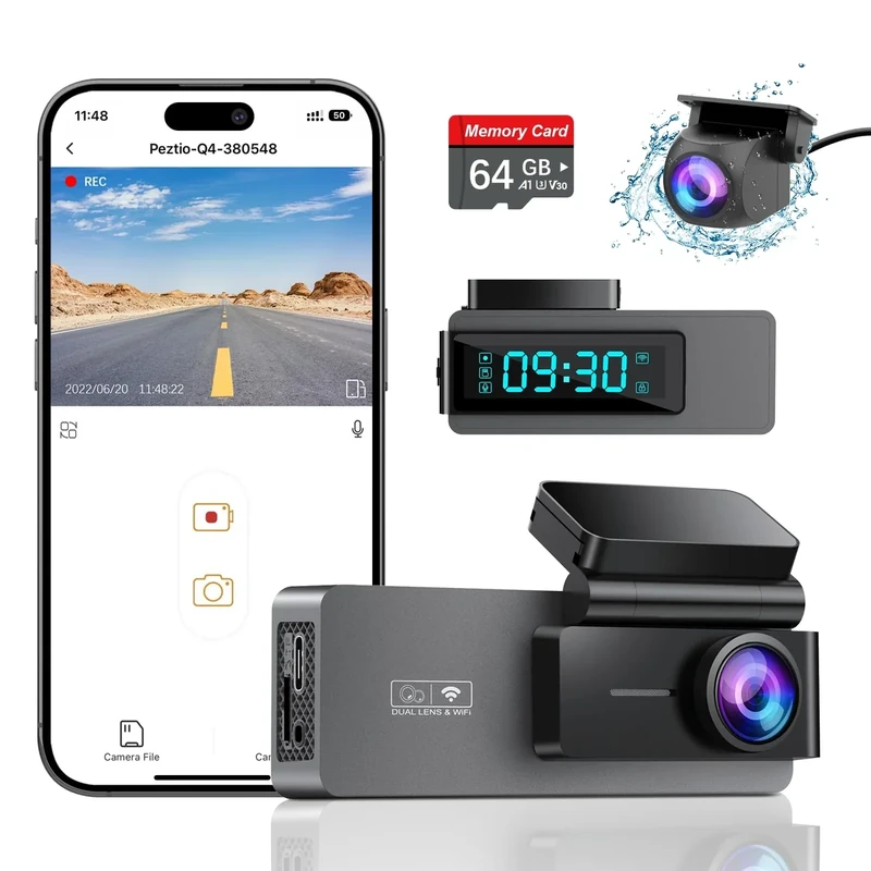 ARIFAYZ Dual Dash Cam 4K Front / 1080P Rear - Free 64GB Card, WiFi