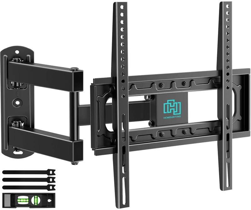 HCMOUNTING Outdoor Full Motion Weatherproof TV Wall Mount for 26-65 inch Flat/Curved TVs up to 88 lbs, Heavy Duty Swivel TV Mount with Single Stud Design,Smooth Extension,Max VESA 400x400mm,HC3402