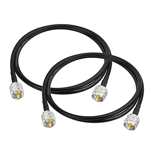 Superbat RG8x Jumper Cable 3ft UHF Male PL259 to PL259 CB Coax Cable 50 Ohm for CB Radio HAM VHF Radio Tuner Dummy Load SWR Meter Antenna Analyzer 2-Pack