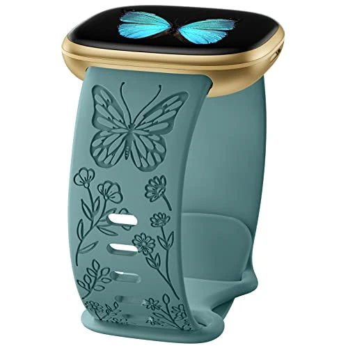 Odbeai Butterfly Flower Engraved Band - Fitbit Sense & Versa 3/4