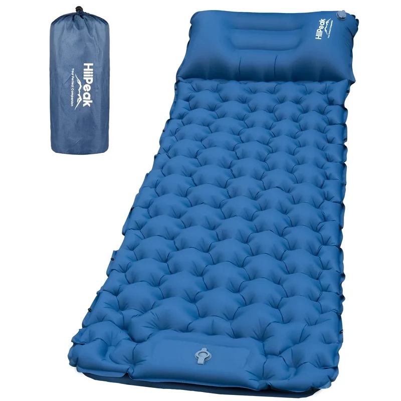 HiiPeak Sleeping Pad for Camping- Ultralight Inflatable Sleeping Mat with Built-in Foot Pump & Pillow, Upgraded Compact Camping Air Mattress for Tent, Backpacking, Hiking