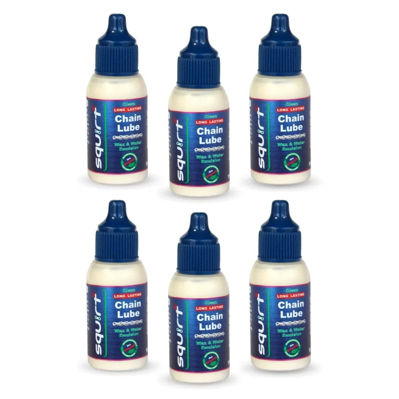 Squirt Chain Lube for Bikes (0.5 Oz, 6 Pack) – Long-Lasting Lubricant for All Bike Chains – All-Weather Dry Bike Chain Lube to Reduce Noise & Chainsuck – Bicycle Tools & Maintenance Aid