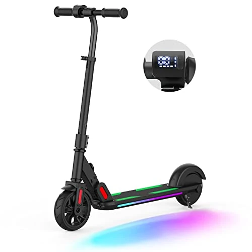ANHAO Electric Scooter for Kids 6-15 Years Old, Foldable Kids Electric Scooter with Rainbow Light, LED Display, Electric Scooter with Adjustable Speed and Height