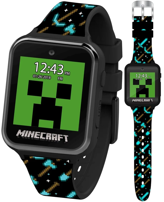 Accutime Minecraft Kids Smart Watch - Games, Camera & Step Counter