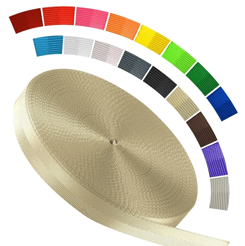 WEBSUKA Polyester Webbing Strap 16+Colors – 1"&1.5"&1.9" – 16.5 25 33 55 Yards Heavy Duty Webbing Roll, Flat Webbing Strap for Indoor&Outdoor Gear, Climbing, DIY Crafting, Repairing 1" 16.5yards
