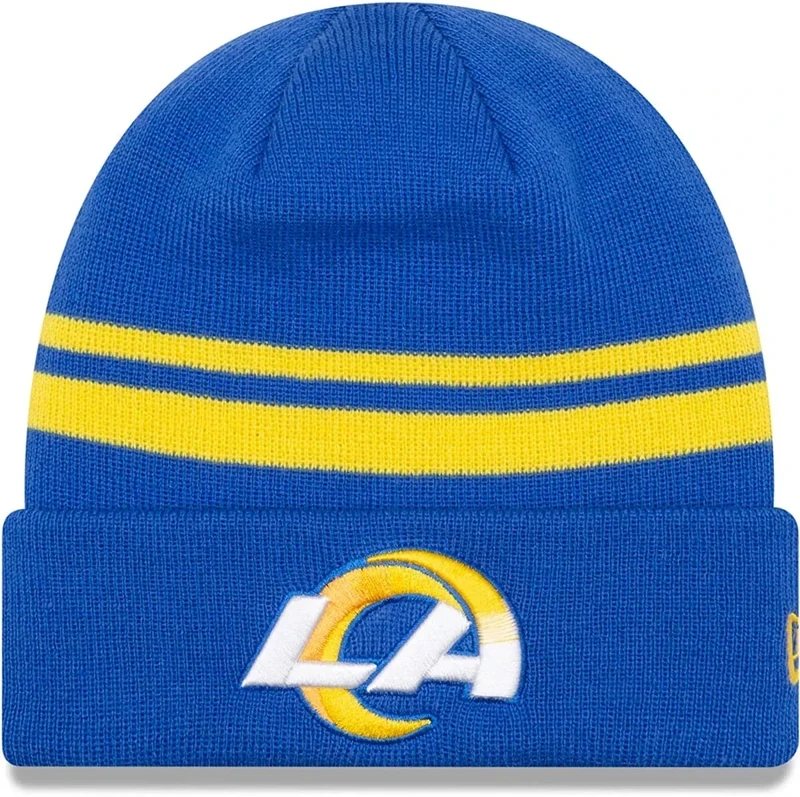 New Era Unisex-Adult NFL Official Sport Knit Classic Striped Knit Beanie Cold Weather Hat (Los Angeles Rams)
